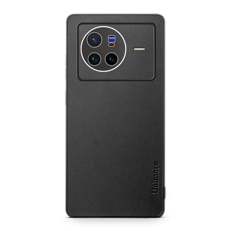 Unimore Leather Hard Case with Shiny Camera Protection For Vivo X80 5G