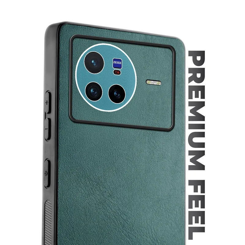 Unimore Leather Hard Case with Shiny Camera Protection For Vivo X80 5G