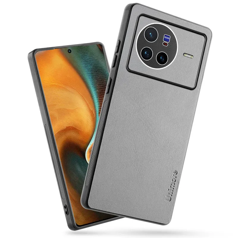 Unimore Leather Hard Case with Shiny Camera Protection For Vivo X80 5G