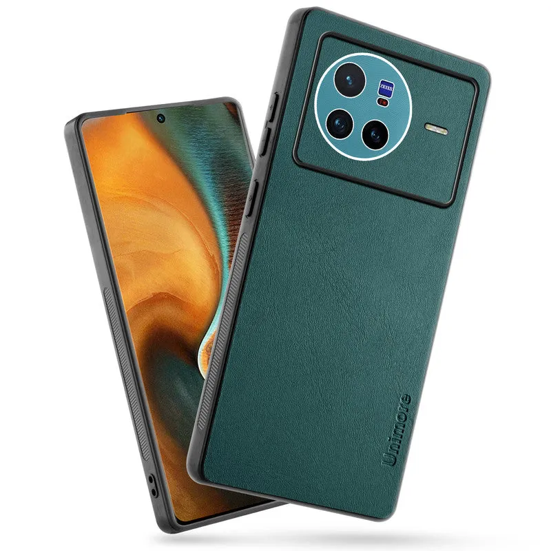 Unimore Leather Hard Case with Shiny Camera Protection For Vivo X80 5G