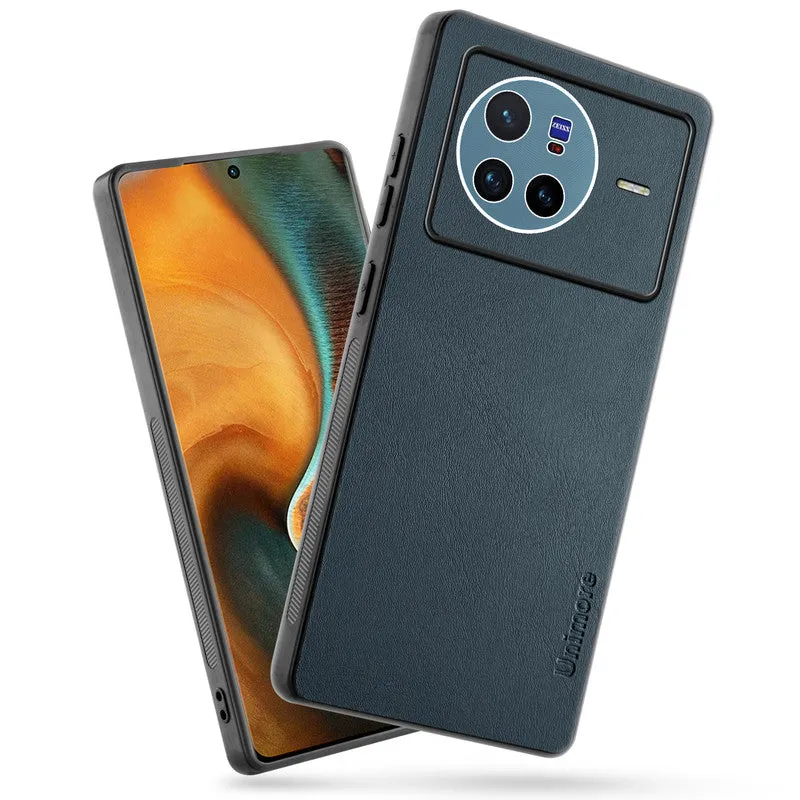 Unimore Leather Hard Case with Shiny Camera Protection For Vivo X80 5G