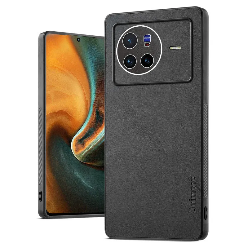Unimore Leather Hard Case with Shiny Camera Protection For Vivo X80 5G