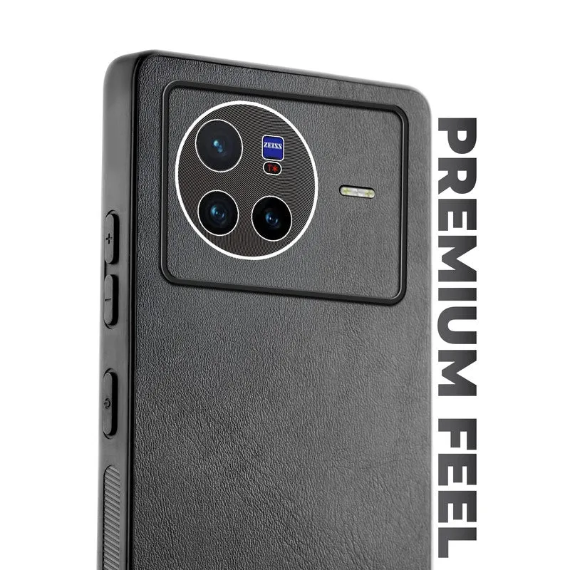 Unimore Leather Hard Case with Shiny Camera Protection For Vivo X80 5G