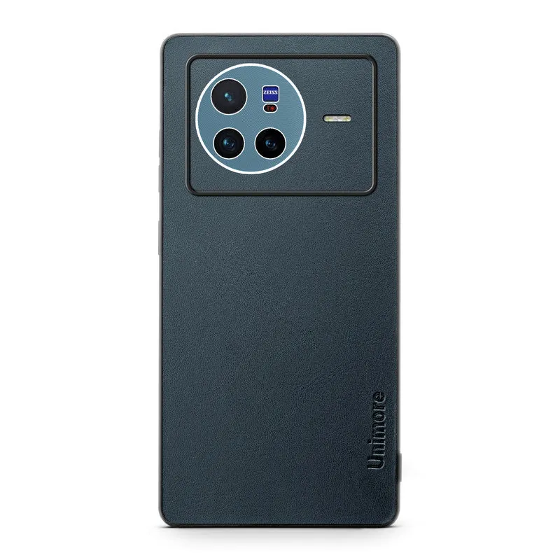 Unimore Leather Hard Case with Shiny Camera Protection For Vivo X80 5G