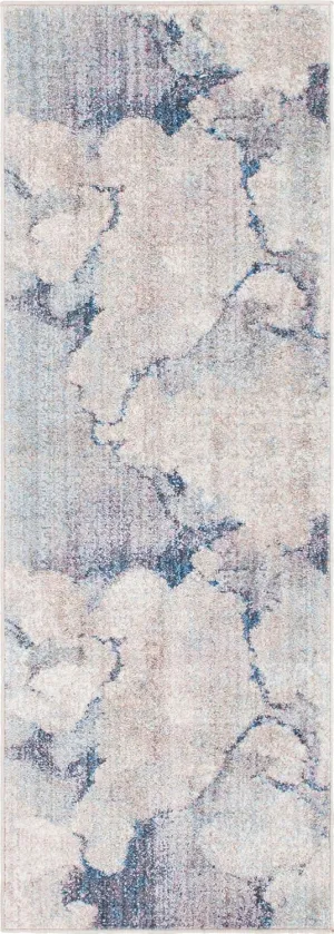 Unique Loom Rainbow Collection Modern Abstract Watercolor Blue Gray Runner Rug (2' 0 x 6' 0)