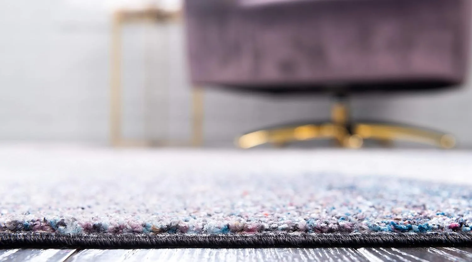 Unique Loom Rainbow Collection Modern Abstract Watercolor Blue Gray Runner Rug (2' 0 x 6' 0)