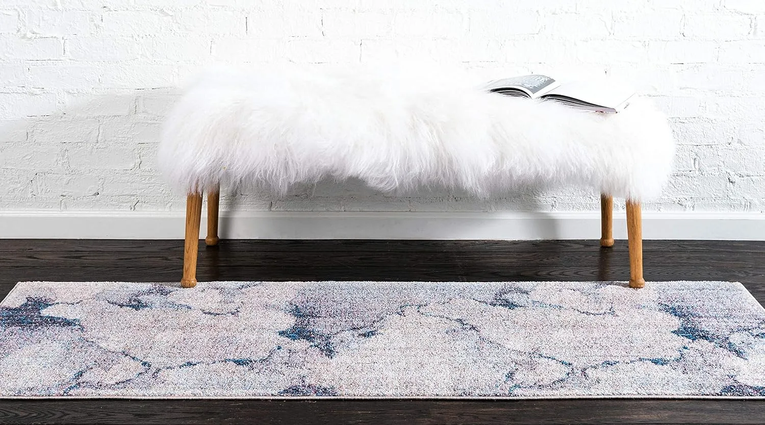 Unique Loom Rainbow Collection Modern Abstract Watercolor Blue Gray Runner Rug (2' 0 x 6' 0)