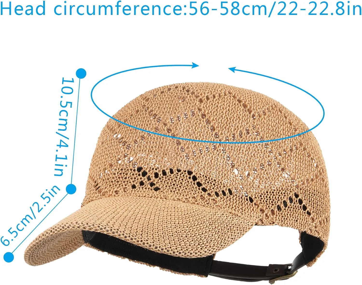 Unisex Adults Rhombus Pattern Paper Blend Fabric Woven Visor Sunhat Summer Sun Hat Baseball Cap
