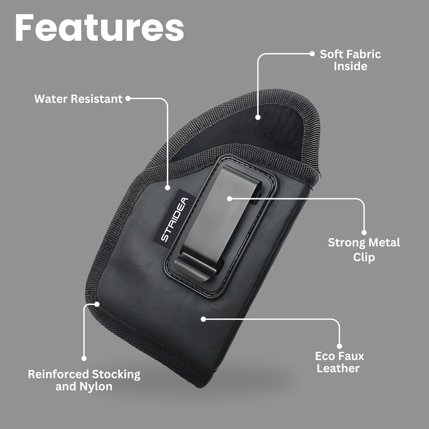 Universal IWB Gun Holster with Laser/Light - Metal Clip - Fits Most Compact & SUBCOMPACT Pistols Like Glock, Taurus, Canik, Beretta, Sig Sauer, Springfield, Ruger - Eco Leather Concealed Carry