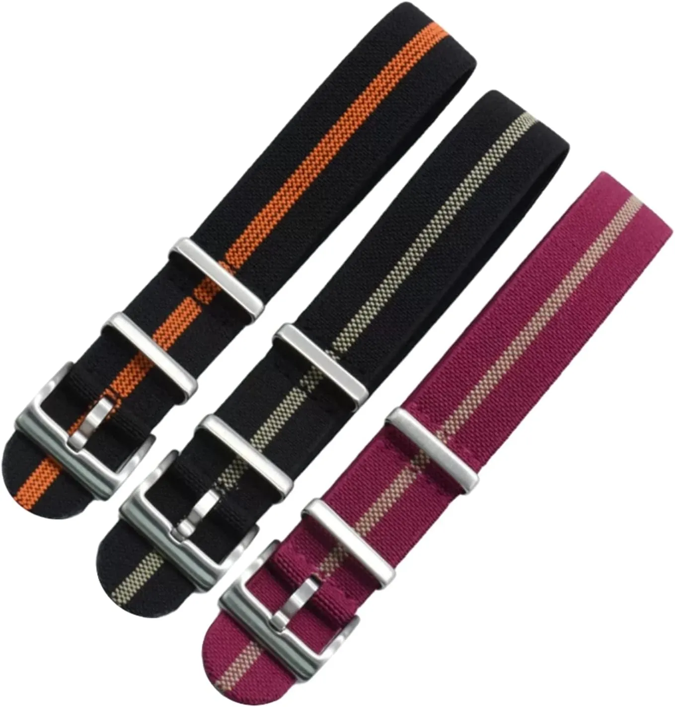Universal Strap,20mm/22mm French Troops Military Parachute Elastic Nylon NATO Watch Straps Replacement Skin Friendly Watch Band Accessories(Black,20mm)