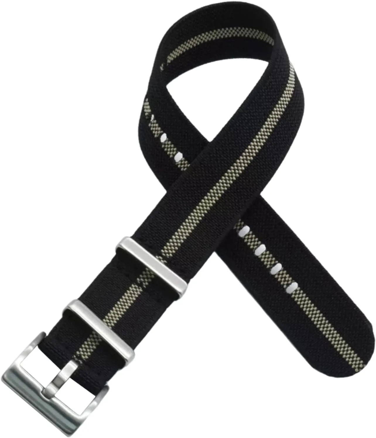 Universal Strap,20mm/22mm French Troops Military Parachute Elastic Nylon NATO Watch Straps Replacement Skin Friendly Watch Band Accessories(Black,20mm)