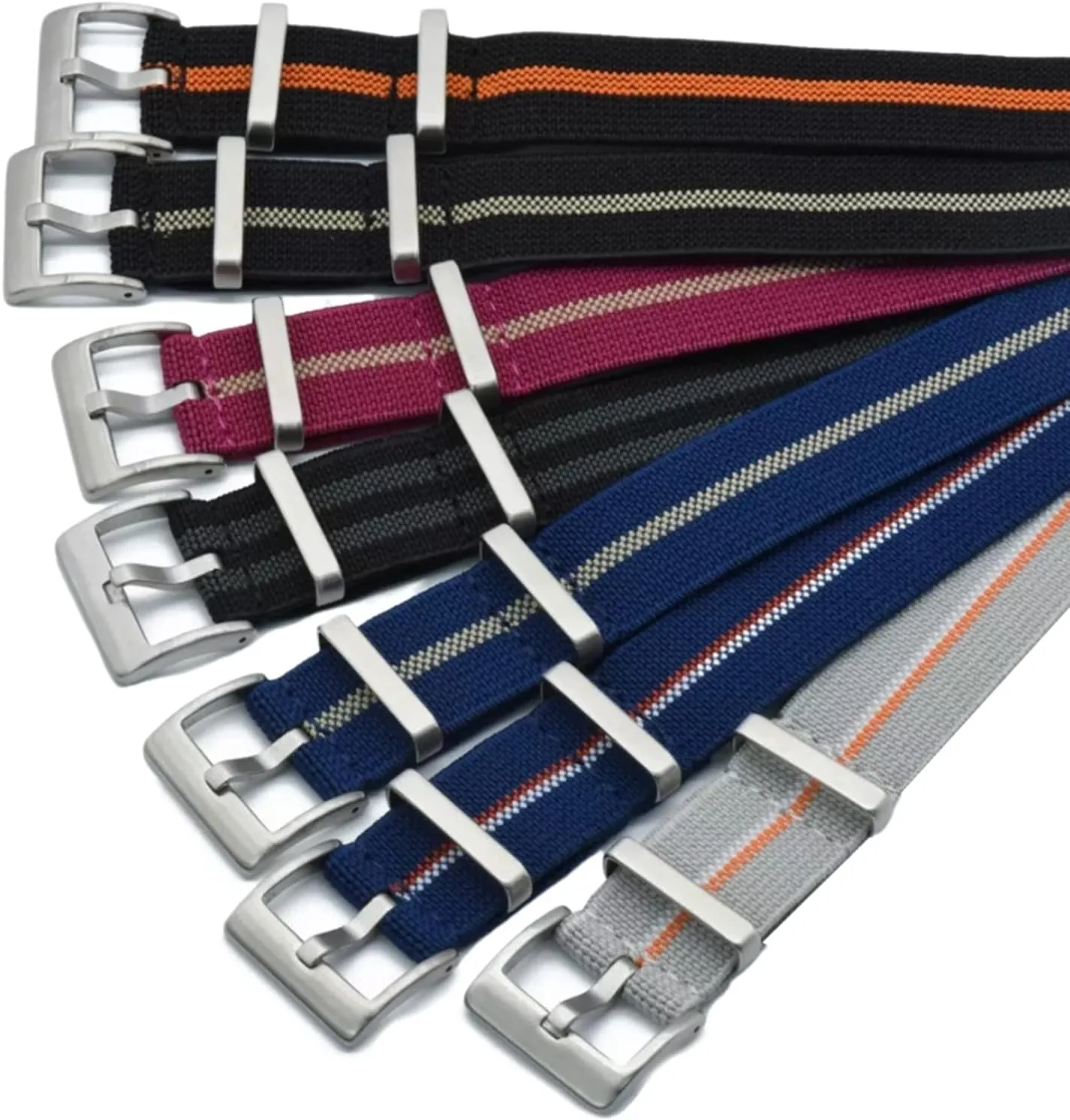 Universal Strap,20mm/22mm French Troops Military Parachute Elastic Nylon NATO Watch Straps Replacement Skin Friendly Watch Band Accessories(Black,20mm)