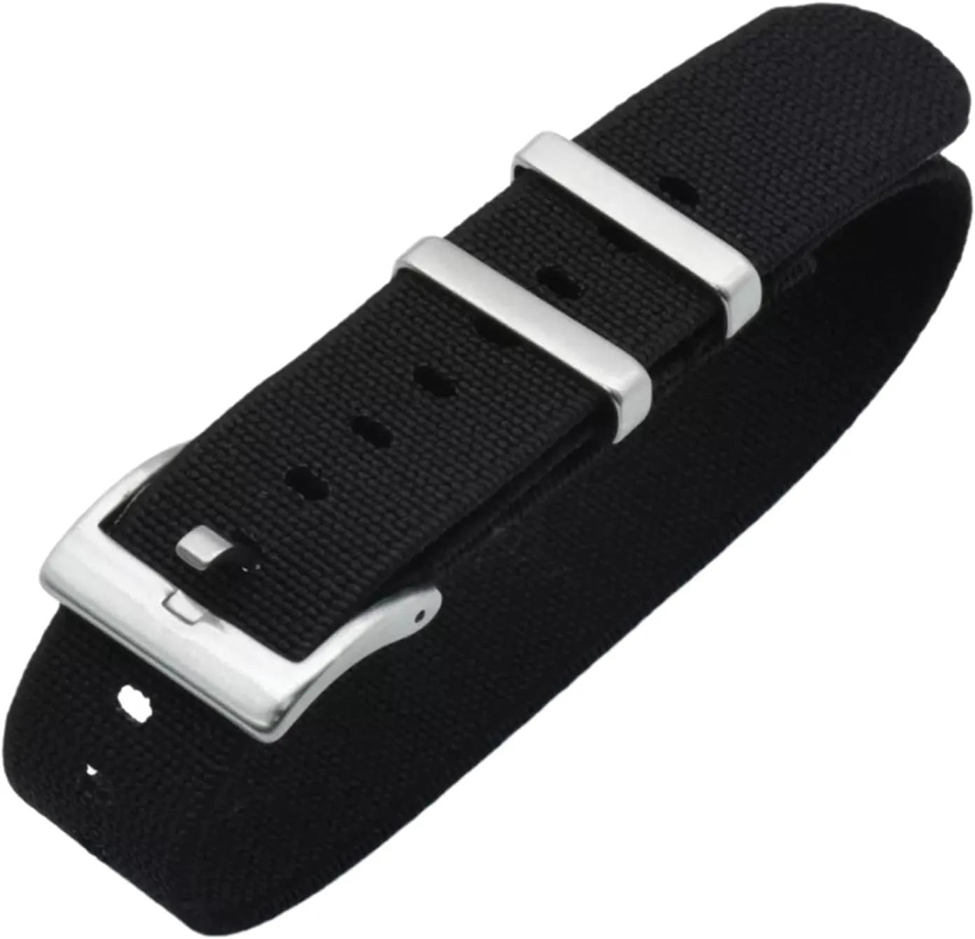 Universal Strap,20mm/22mm French Troops Military Parachute Elastic Nylon NATO Watch Straps Replacement Skin Friendly Watch Band Accessories(Black,20mm)