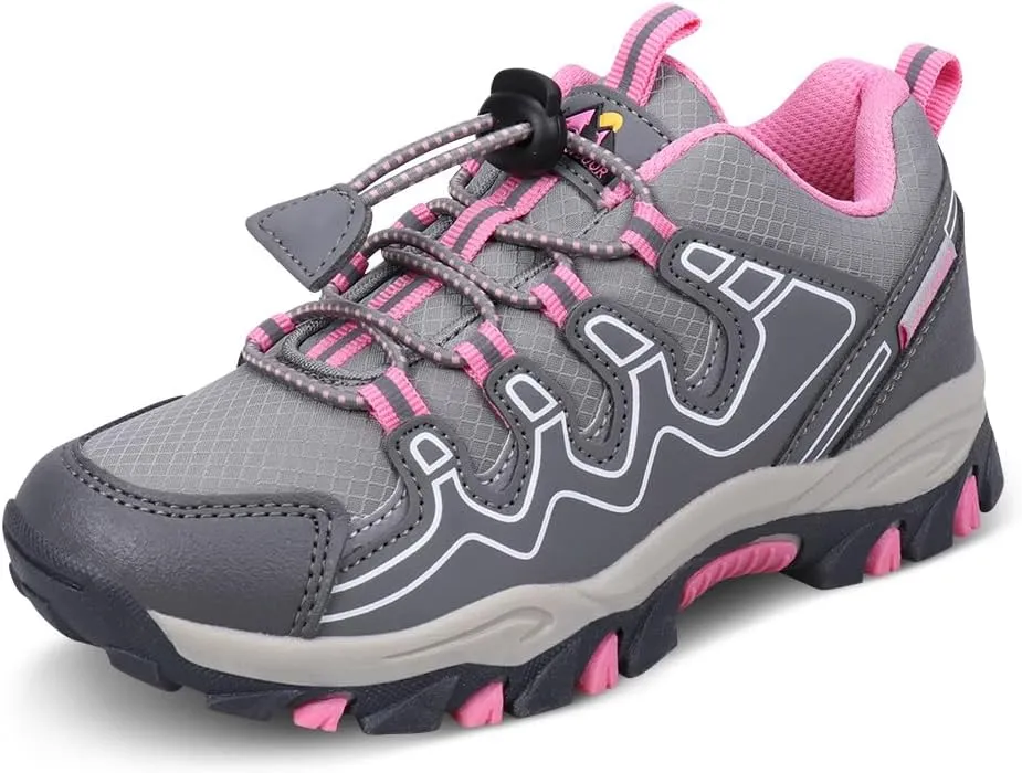 UOVO Girls Boys Hiking Shoes Boys Girls Waterproof Sneakers Kids Running Tennis Outdoor Shoes Non-Slip Lightweight