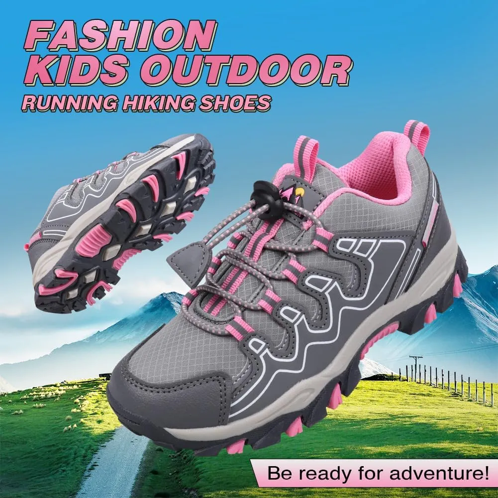 UOVO Girls Boys Hiking Shoes Boys Girls Waterproof Sneakers Kids Running Tennis Outdoor Shoes Non-Slip Lightweight