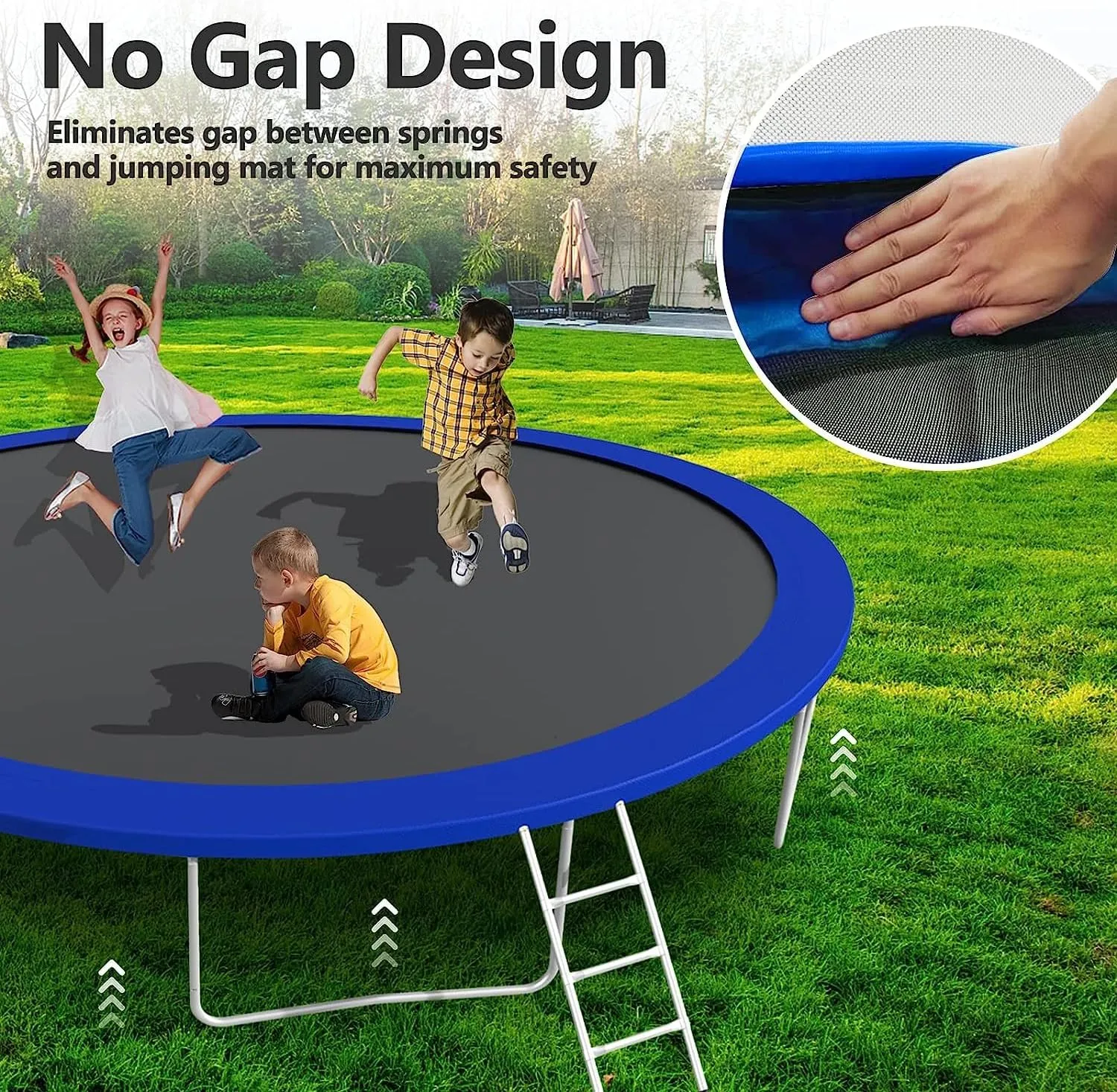 Upgraded Trampoline 8FT/10FT/12FT/14FT With Basketball Hoop, Light, Sprinkler, Stakes - Outdoor Backyard for 4-6 Kids and Adults