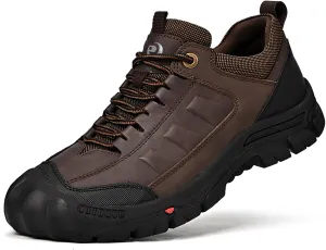 UPIShi Men's Hiking Waterproof Leather Outdoor Breathable Walking Casual Work Shoes