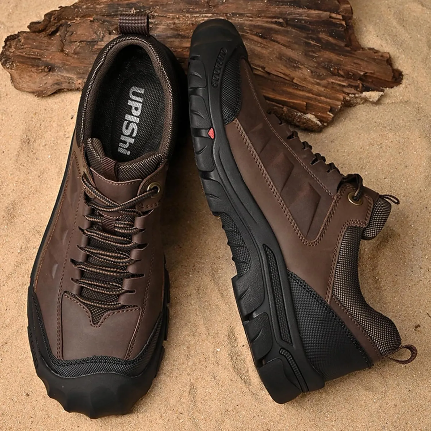 UPIShi Men's Hiking Waterproof Leather Outdoor Breathable Walking Casual Work Shoes