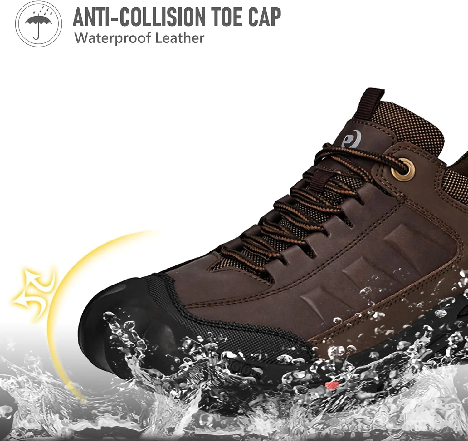 UPIShi Men's Hiking Waterproof Leather Outdoor Breathable Walking Casual Work Shoes