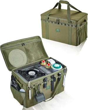 UPWOIGH Tactical Camping Storage Bag 40L – Heavy Duty Duffel with Waterproof Bottom, Collapsible Organizer with 2 Adjustable Dividers, 600D Oxford Fabric, Green Overlanding Gear