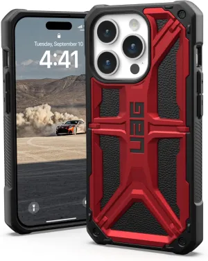URBAN ARMOR GEAR UAG Case [Updated Version] Compatible with iPhone 15 Pro Case 6.1" Monarch Crimson Rugged Heavy Duty Military Grade Drop Tested Protective Cover