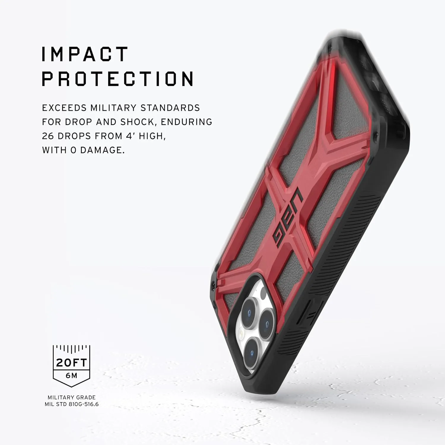URBAN ARMOR GEAR UAG Case [Updated Version] Compatible with iPhone 15 Pro Case 6.1" Monarch Crimson Rugged Heavy Duty Military Grade Drop Tested Protective Cover