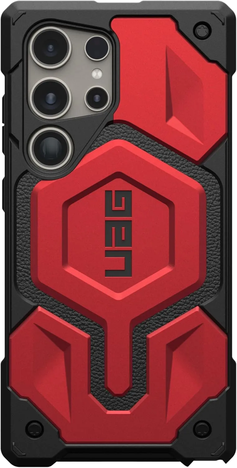 URBAN ARMOR GEAR UAG Designed for Samsung Galaxy S24 Ultra Case 6.8" Monarch Pro Crimson, Magnetic Charging Rugged Military Drop-Proof Impact Resistant Non-Slip Protective Cover
