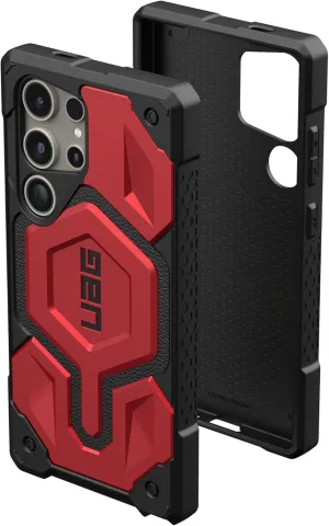 URBAN ARMOR GEAR UAG Designed for Samsung Galaxy S24 Ultra Case 6.8" Monarch Pro Crimson, Magnetic Charging Rugged Military Drop-Proof Impact Resistant Non-Slip Protective Cover