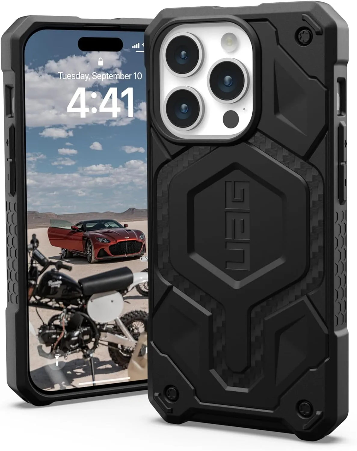 URBAN ARMOR GEAR UAG [Updated Ver] Compatible with iPhone 15 Pro Case 6.1" Monarch Pro Carbon Fiber Built-in Magnet Compatible with MagSafe Charging Premium Rugged MIL-STD Dropproof Protective Cover