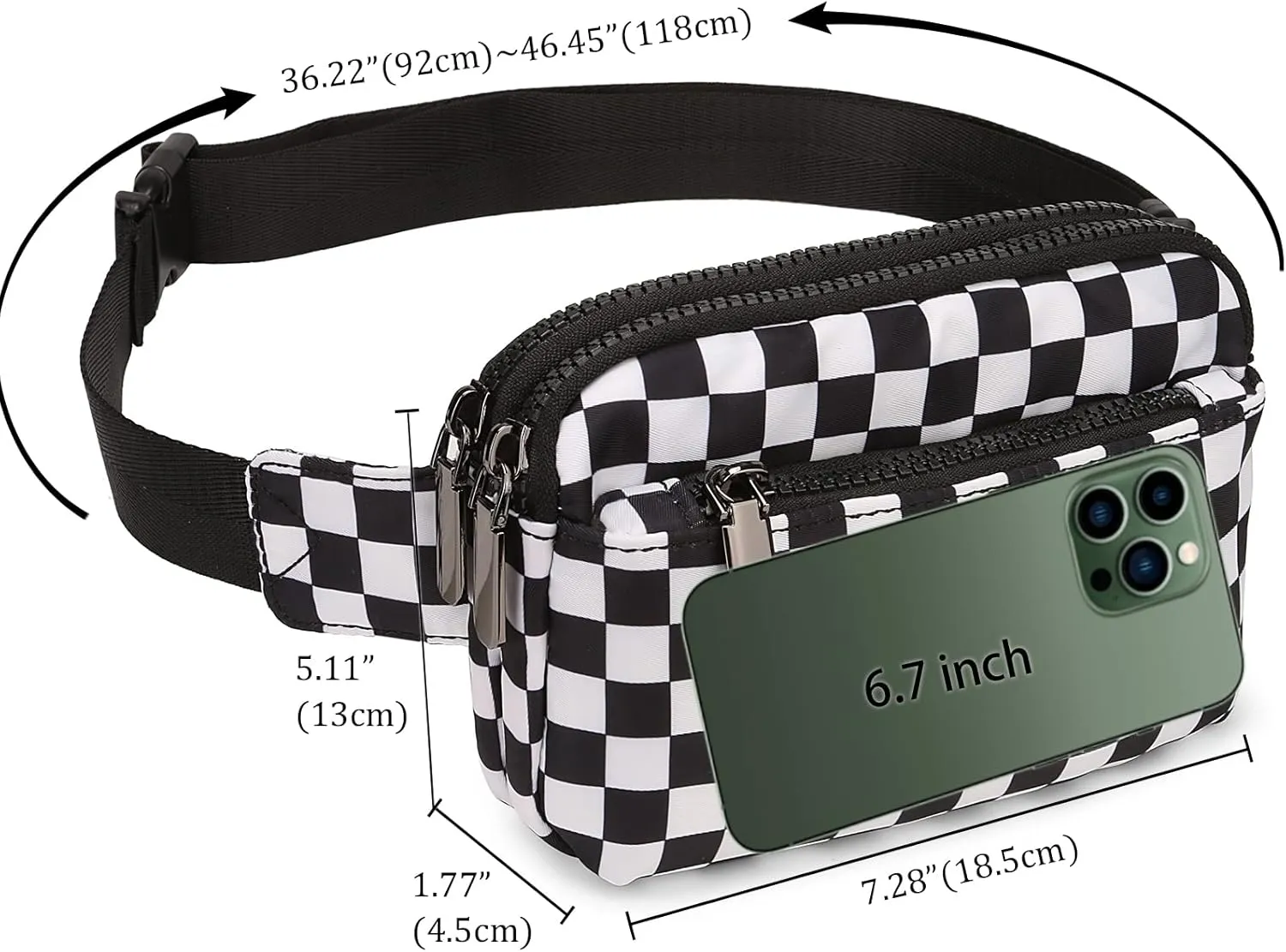 Uromee Fanny Packs for Women Crossbody Belt Bag Nylon Fashion Mini Waist Bag Everywhere Travel Hiking Running Adjustable Strap