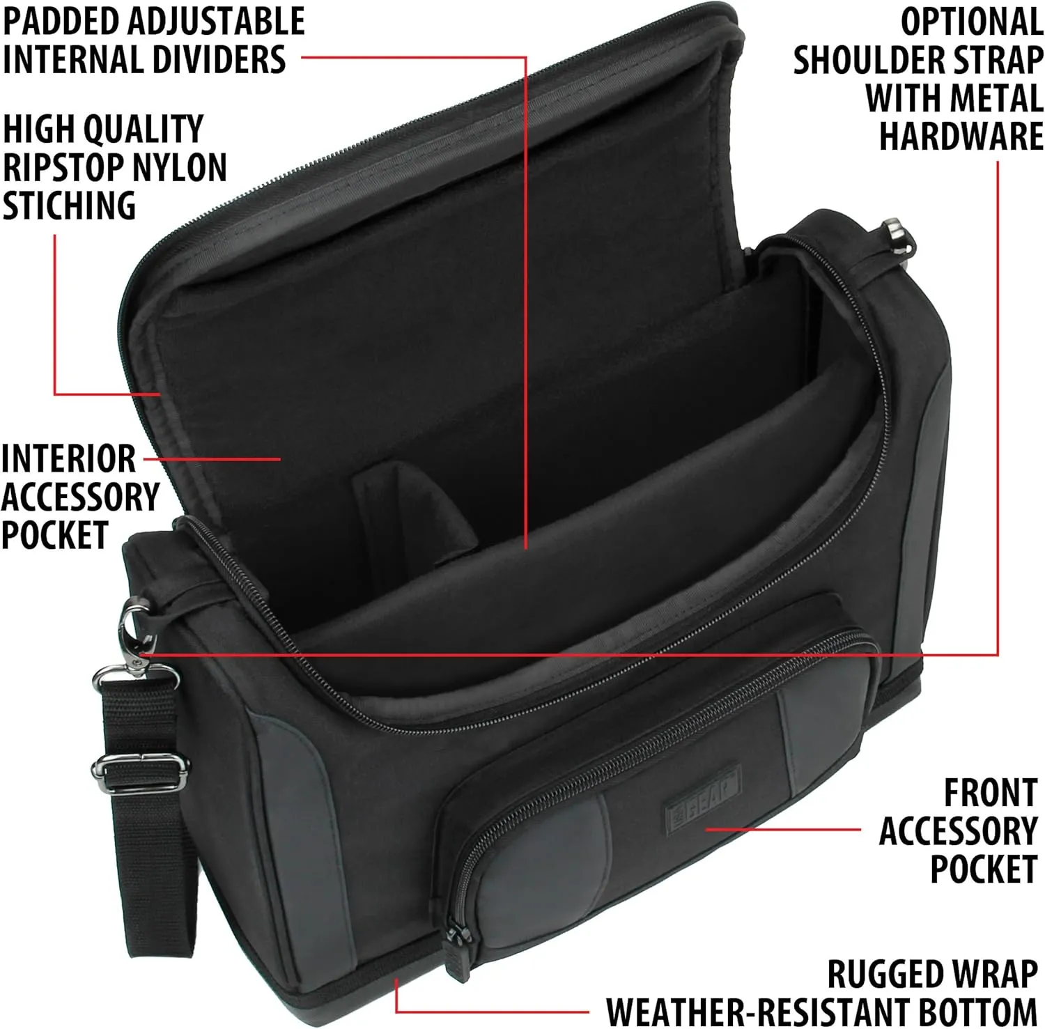 USA Gear Tablet Bag Compatible with 11.5 Inch Tablets, Samsung Galaxy Tab S6 Lite, Galaxy A9, Wireless Keyboards, Pens, and More Tablet Accessories - Shoulder Strap, Water Resistant Exterior (Black)