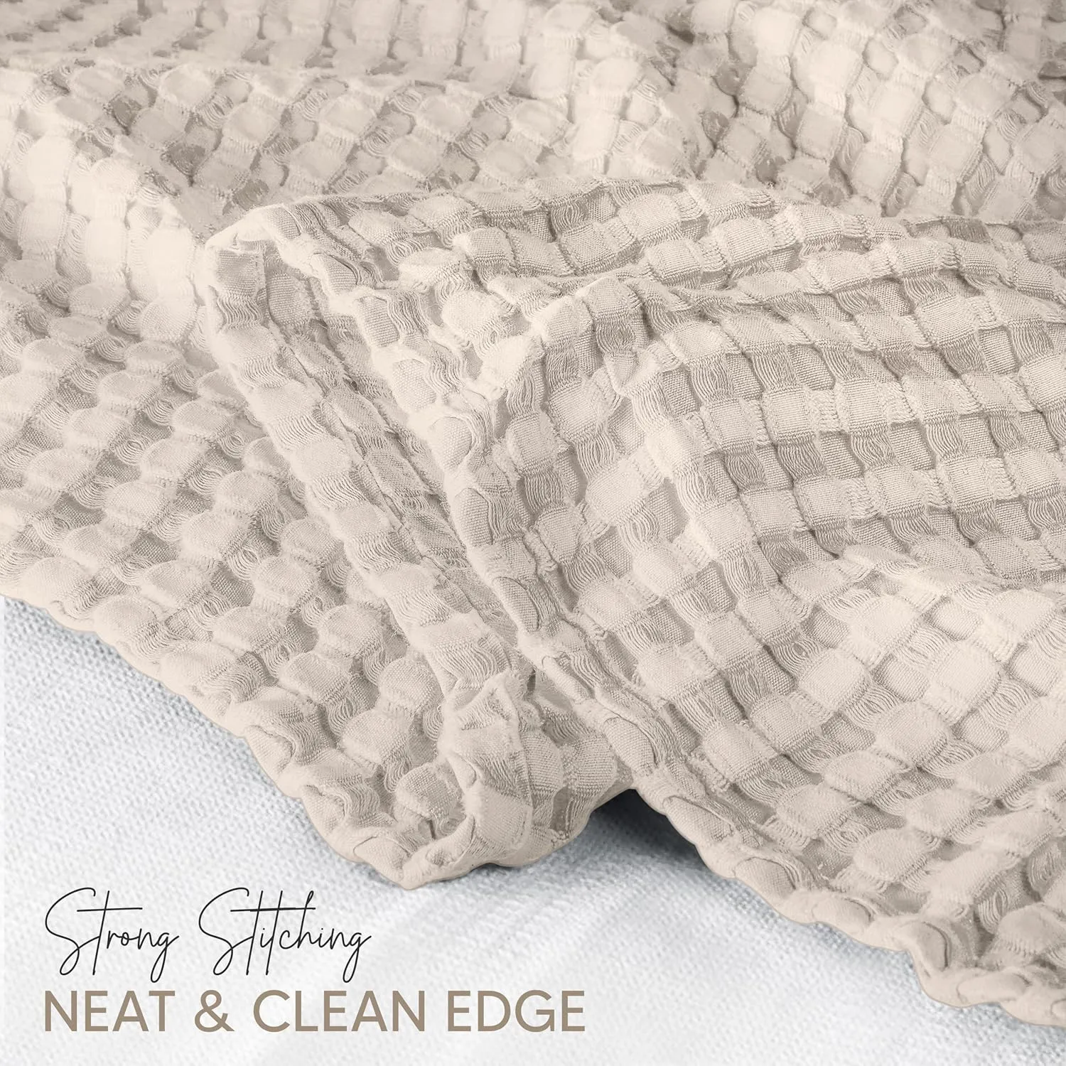 Utopia Bedding Khaki 100% Cotton Waffle Blanket 300 GSM [King - 90x108 Inch] Soft Lightweight Breathable Bed Blanket for All Season