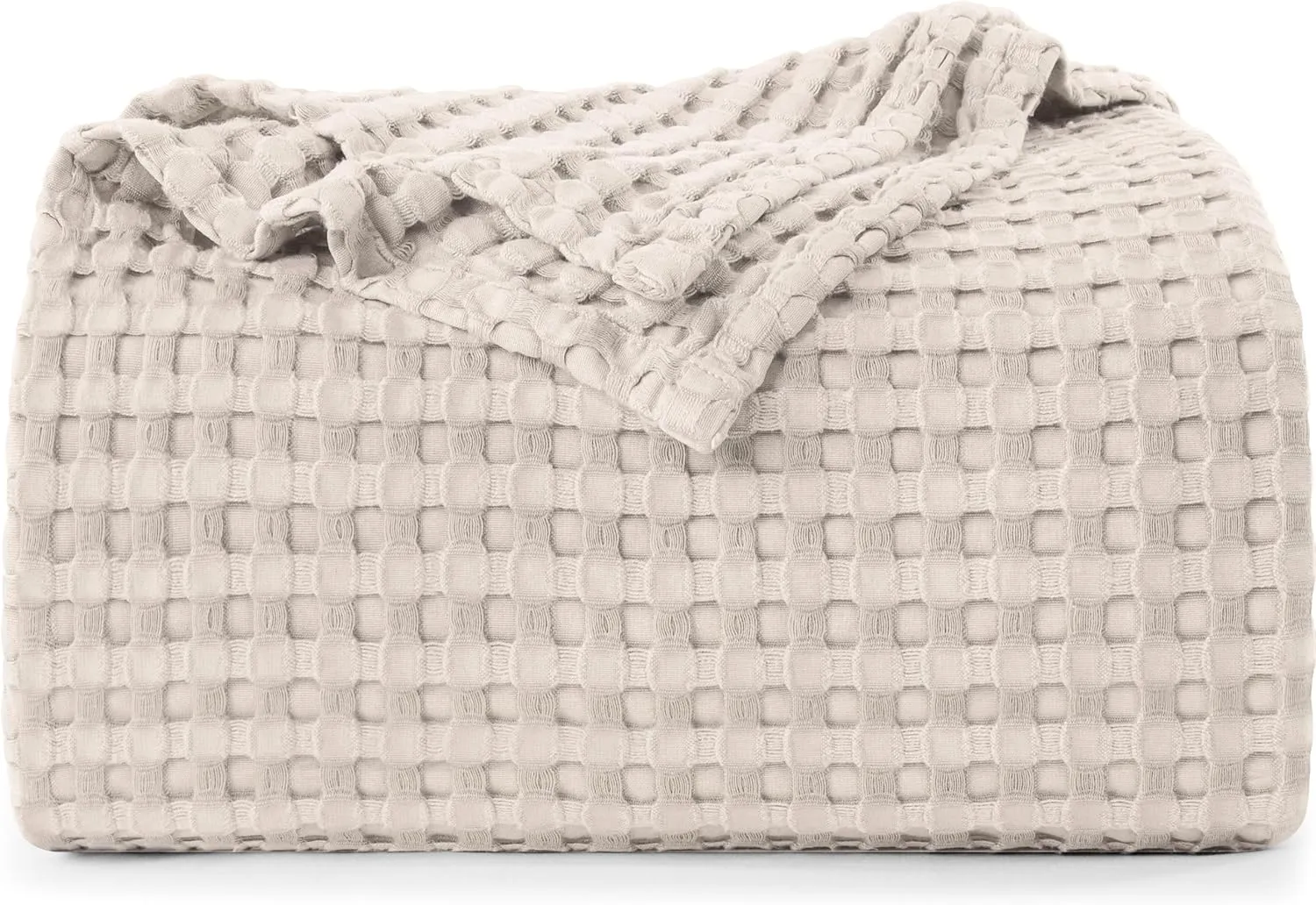 Utopia Bedding Khaki 100% Cotton Waffle Blanket 300 GSM [King - 90x108 Inch] Soft Lightweight Breathable Bed Blanket for All Season
