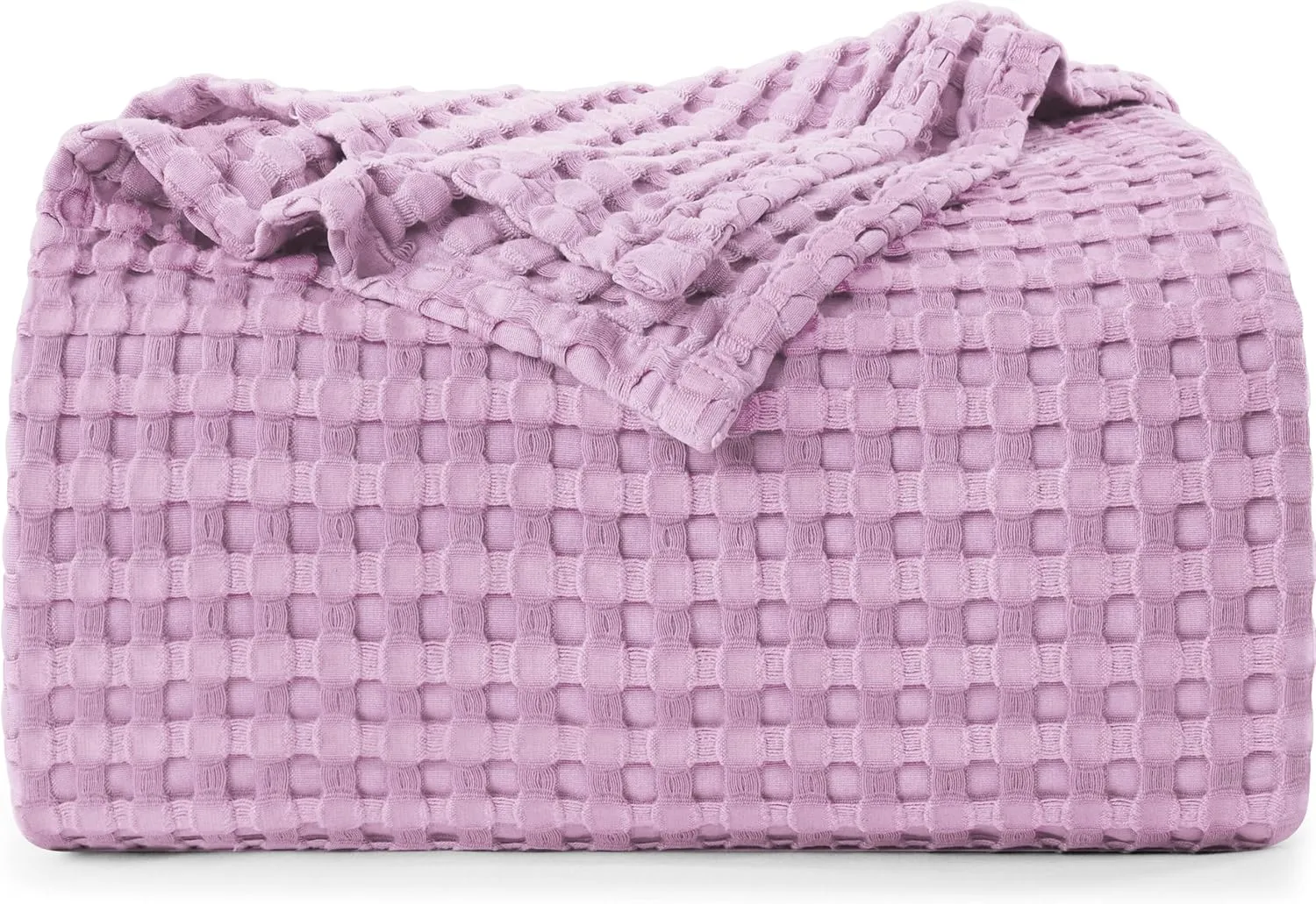 Utopia Bedding Lavender 100% Cotton Waffle Blanket 300 GSM [Queen - 90x90 Inch] Soft Lightweight Breathable Bed Blanket for All Season