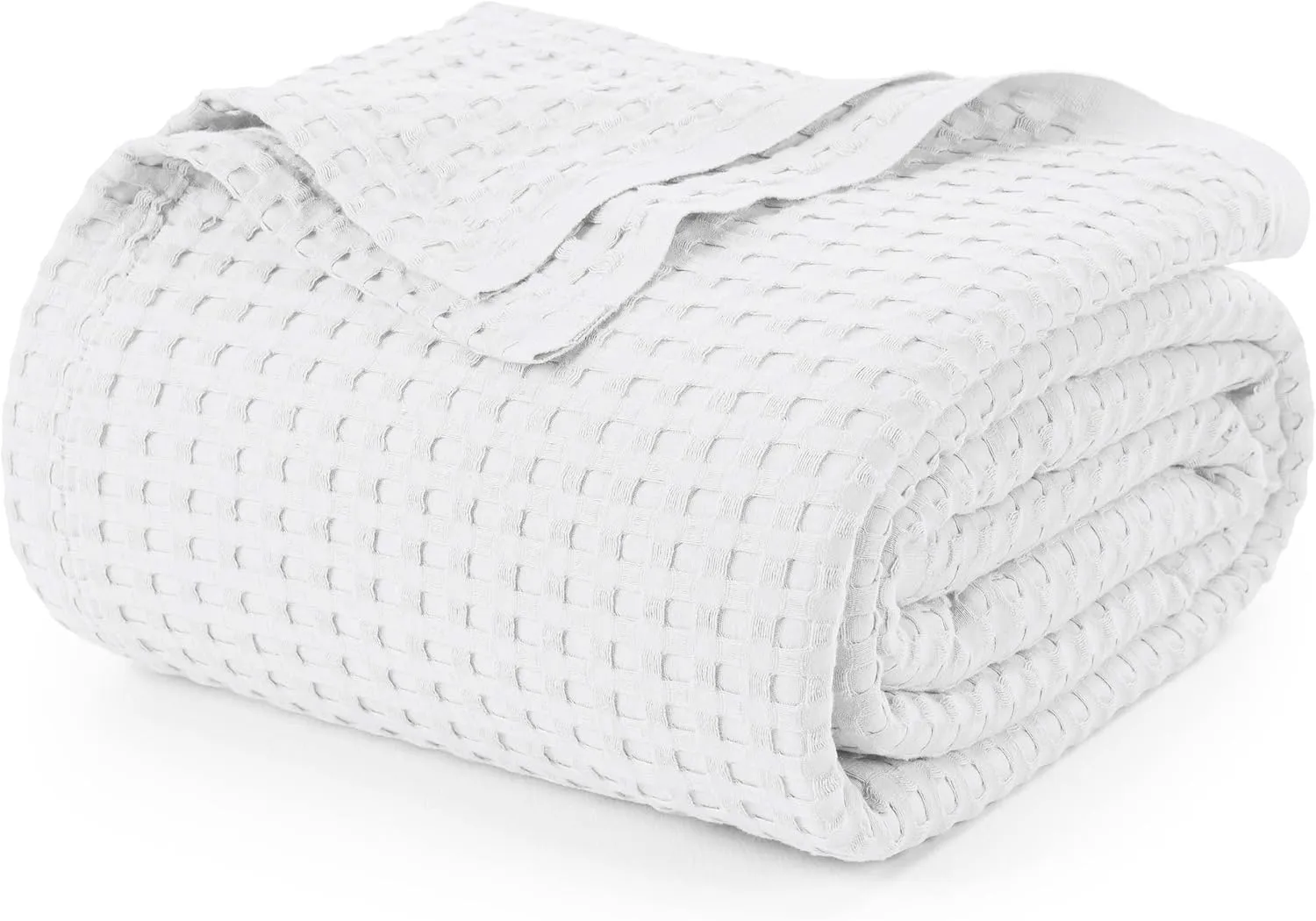Utopia Bedding White 100% Cotton Waffle Blanket 300 GSM [Queen - 90x90 Inch] Soft Lightweight Breathable Bed Blanket for All Season