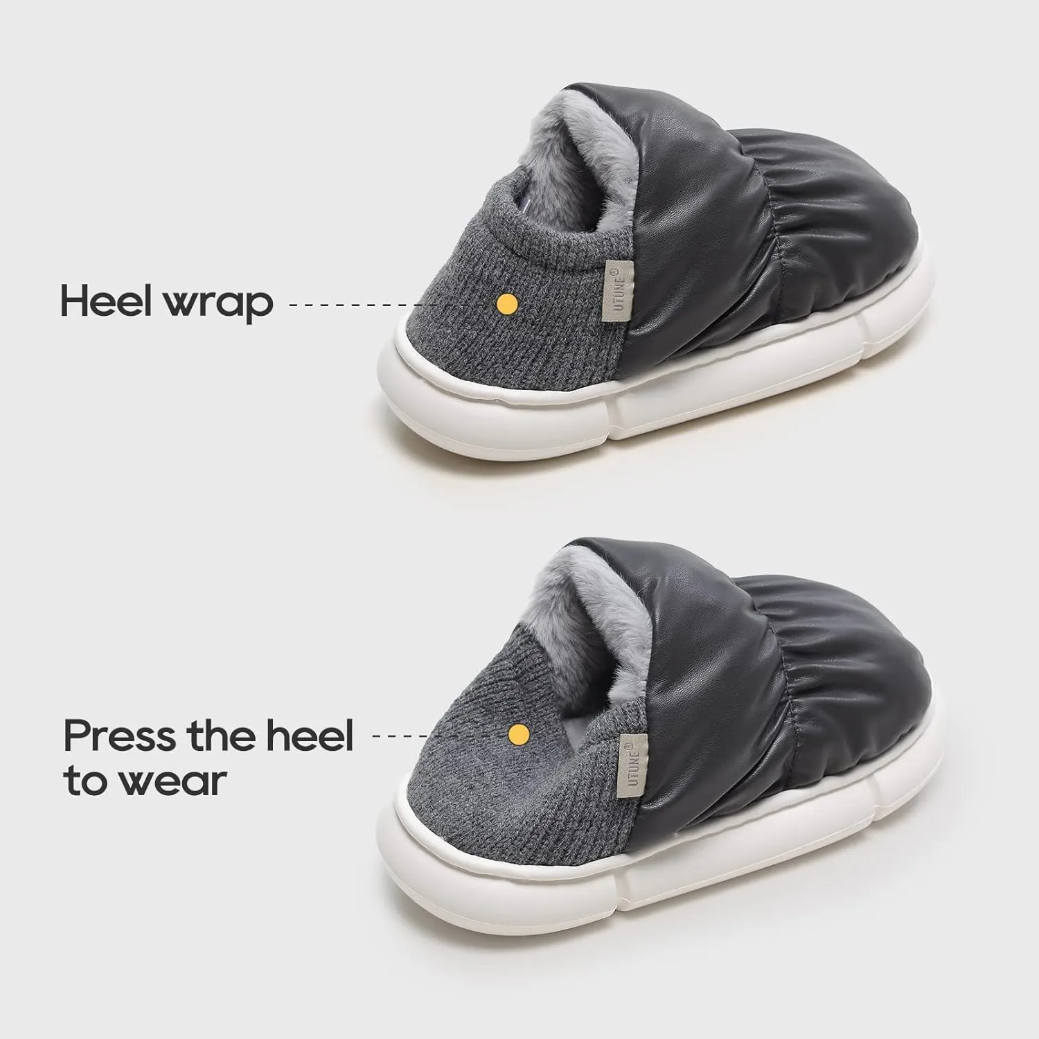 utune Slippers for Women House Slippers for Men Warm Thick Sole Non-Slip Fuzzy Shoes for Indoor and Outdoor