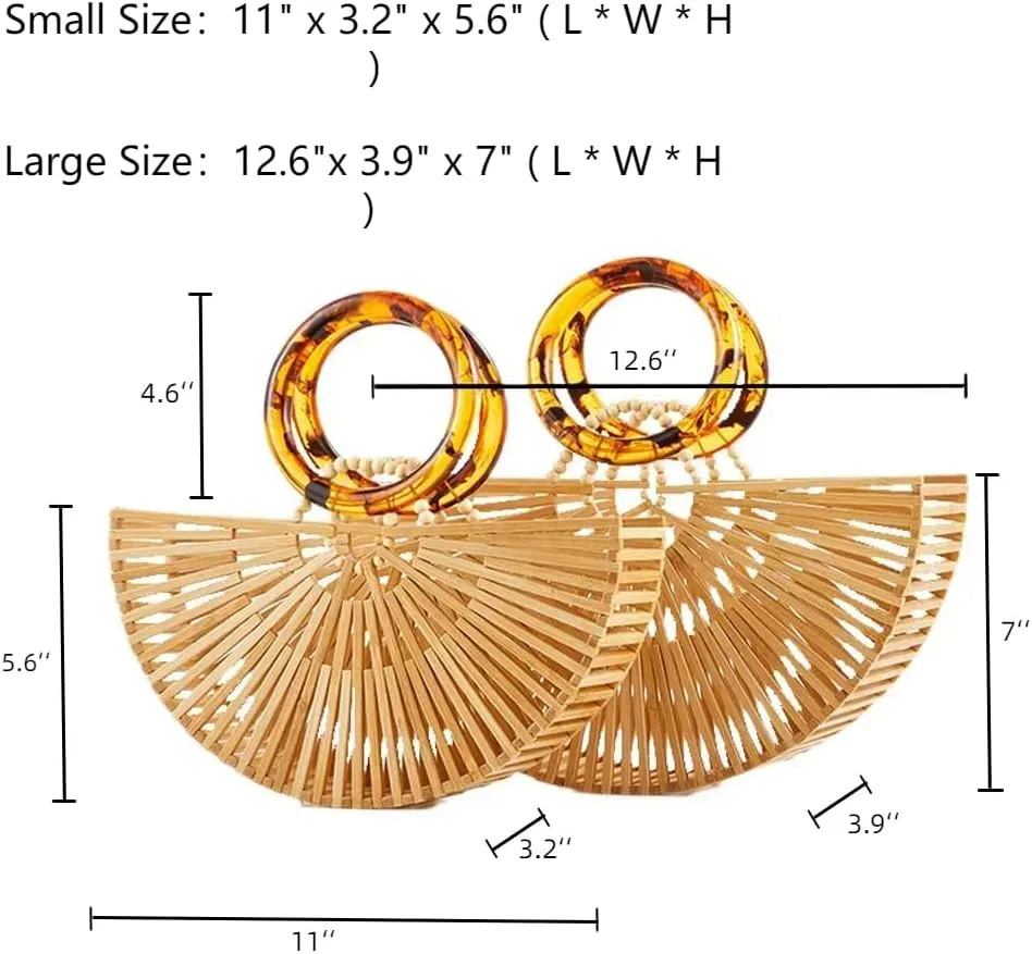 VAKAER Women Bamboo Purse Summer Beach Tote Bags Handmade Handbag with Inner bag