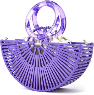 VAKAER Women Bamboo Purse Summer Beach Tote Bags Handmade Handbag with Inner bag