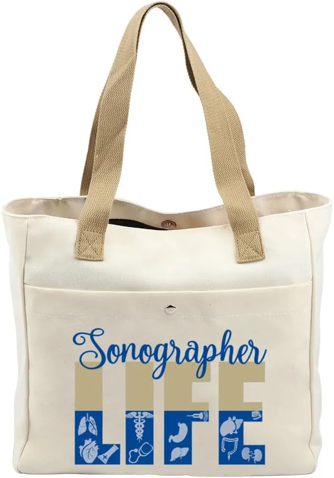 VAMSII Sonographer Life Tote Bag - Graduation Gift for Sonographer, Ultrasound Technician, Sonography Tech & Radiologist