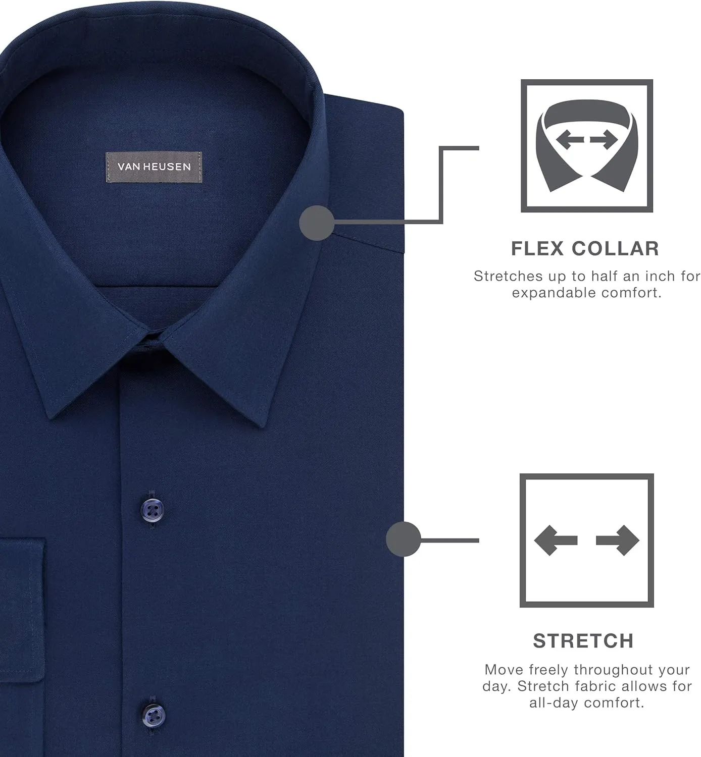 Van Heusen Men's Big and Tall Flex Collar Stretch Dress Shirt - Amazon Exclusive