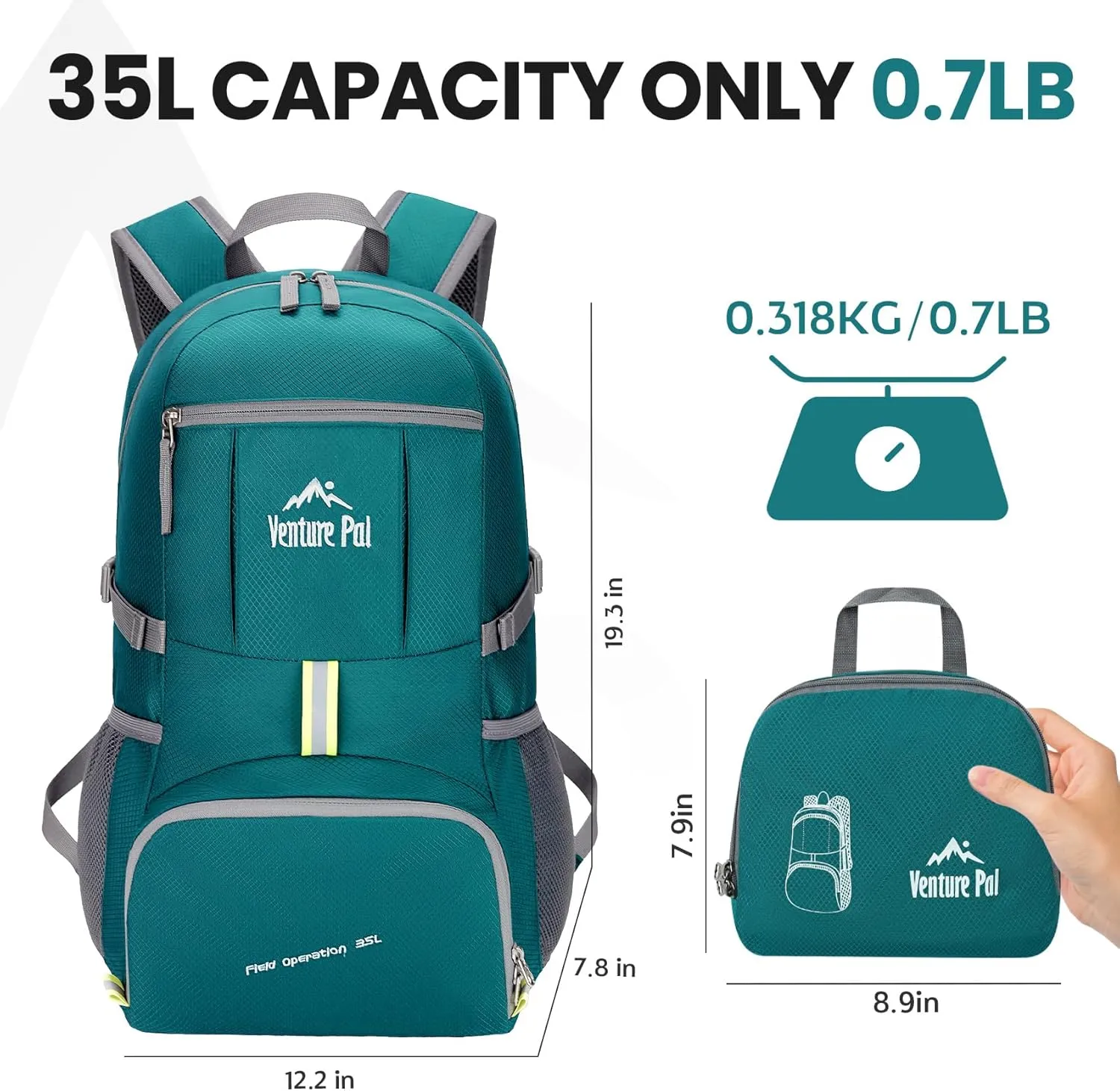 Venture Pal 35L Ultralight Lightweight Packable Foldable Travel Camping Hiking Outdoor Sports Backpack Daypack