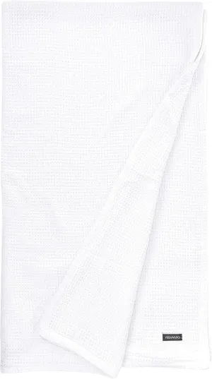 Vera Wang - King Blanket, Luxury Cotton Bedding, Super Soft Essentials with Waffle Weave Knit (Waffleweave White, King)