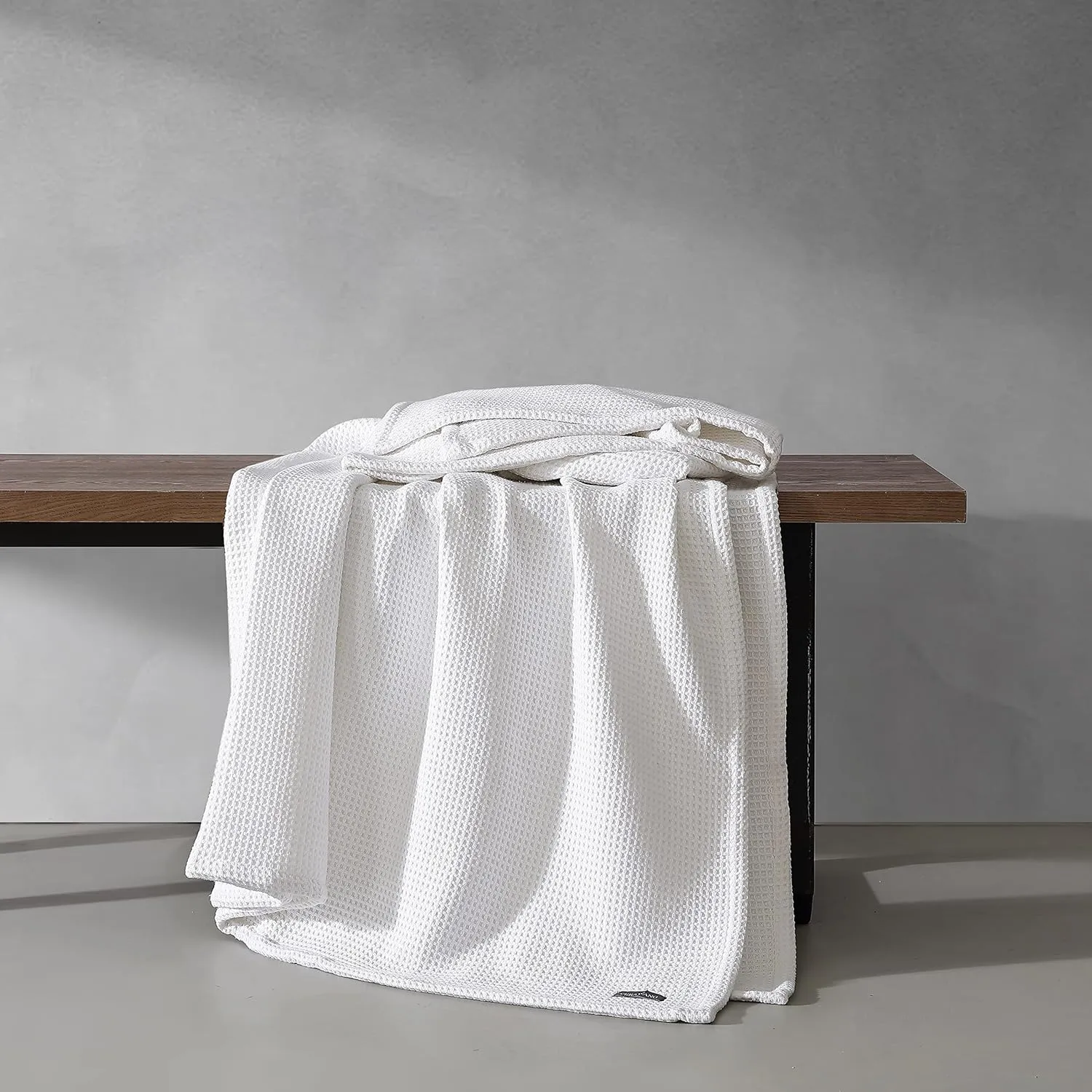 Vera Wang - Twin Blanket, Luxury Cotton Bedding, Super Soft Essentials with Waffle Weave Knit (Waffleweave White, Twin)