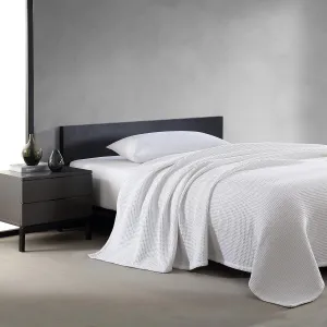 Vera Wang - Twin Blanket, Luxury Cotton Bedding, Super Soft Essentials with Waffle Weave Knit (Waffleweave White, Twin)