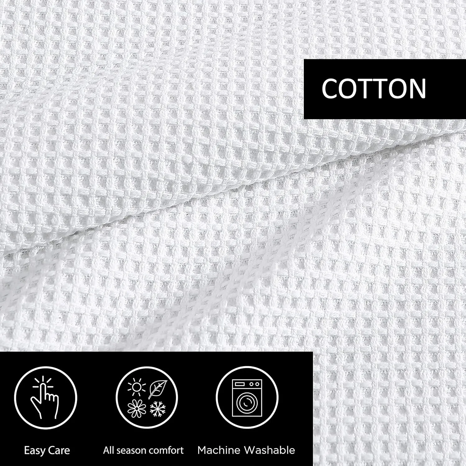 Vera Wang - Twin Blanket, Luxury Cotton Bedding, Super Soft Essentials with Waffle Weave Knit (Waffleweave White, Twin)
