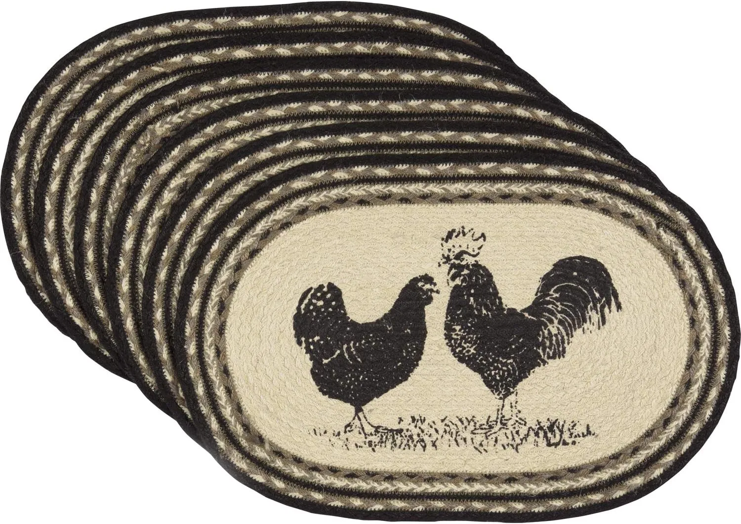 VHC Brands Sawyer Mill Charcoal Table Décor, Placemat Set 12x18, Poultry