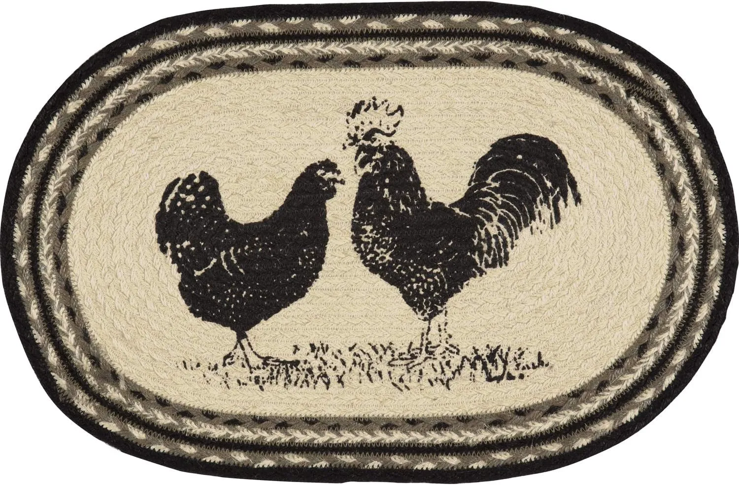 VHC Brands Sawyer Mill Charcoal Table Décor, Placemat Set 12x18, Poultry