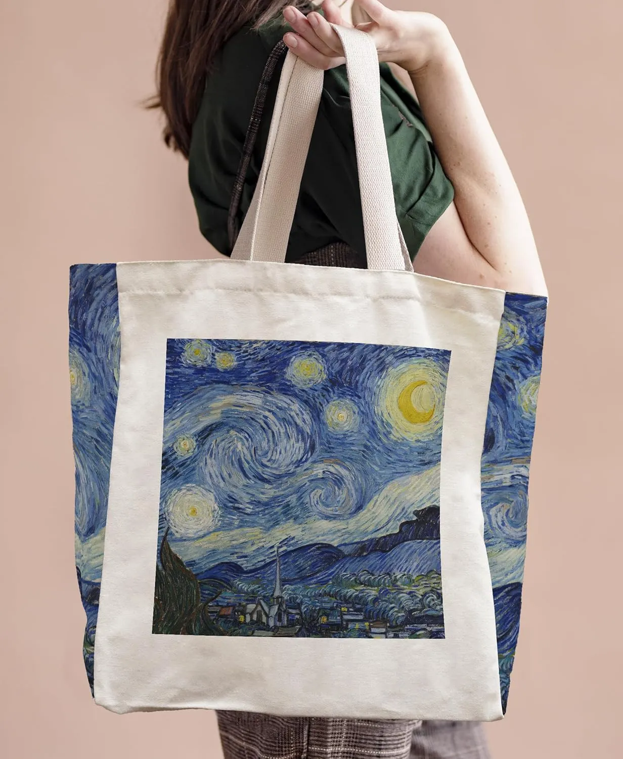 Vintage Aesthetic Canvas Tote Bag Reusable Personalized Shoulder Shopping Bag,