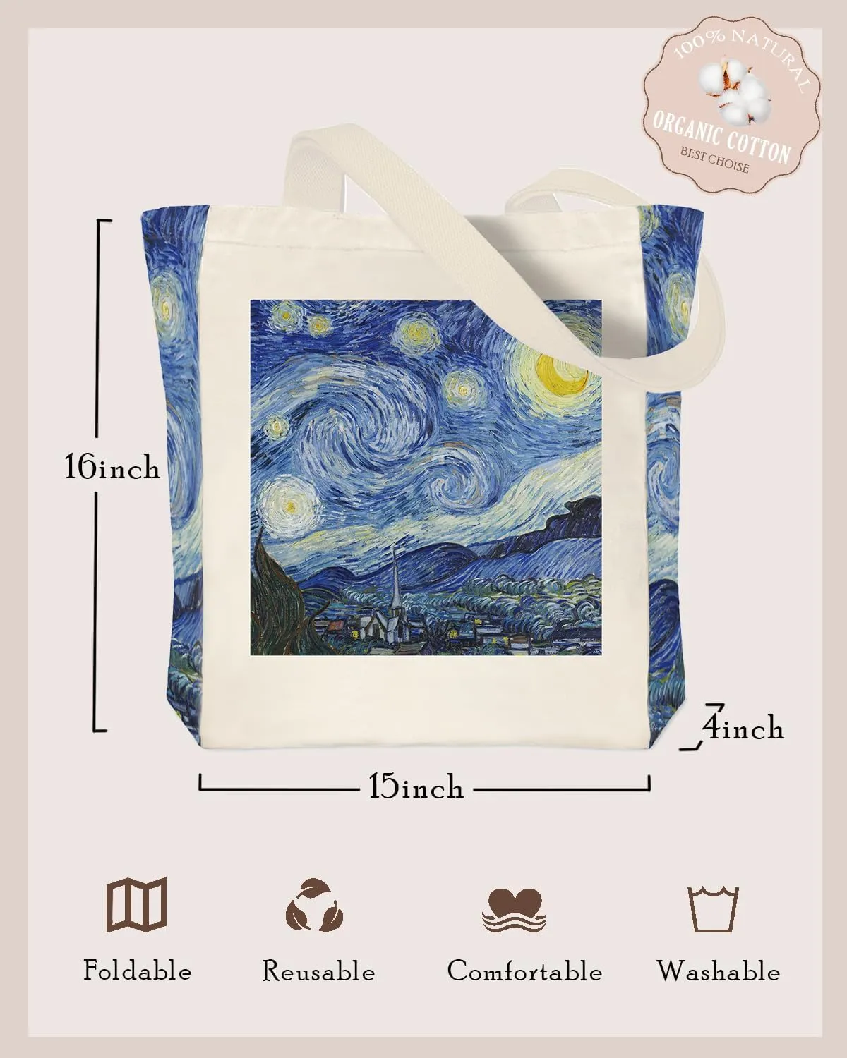 Vintage Aesthetic Canvas Tote Bag Reusable Personalized Shoulder Shopping Bag,