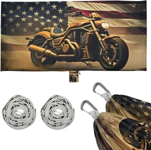Vintage Motorcycle Flag Camping Hammock, 330 lbs with 2 Tree Straps, Carry Bag, Single Portable Hammock for Outdoor/Indoor, Hiking, Beach, Backpacking, Travel